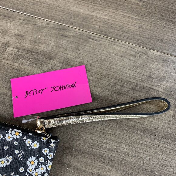 Betsey Johnson Be a Nice Human Floral Print Wristlet Pouch, Black Multi, - Picture 5 of 10